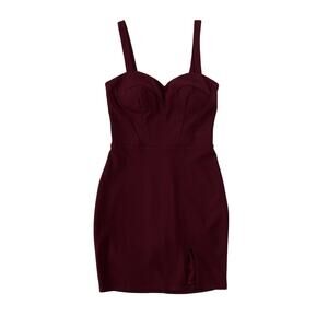 City Vibe Women's 1 XS Maroon Fitted Mini Dress Built In Padding